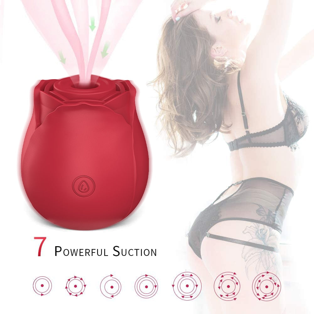 Datecapades Rose Clitoral Vibrator in Red has 7 Powerful Suctions.