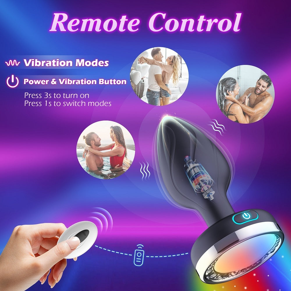 Datecapades Butt Plug w/ LED Lights and Remote Control has 10 Vibration Modes.