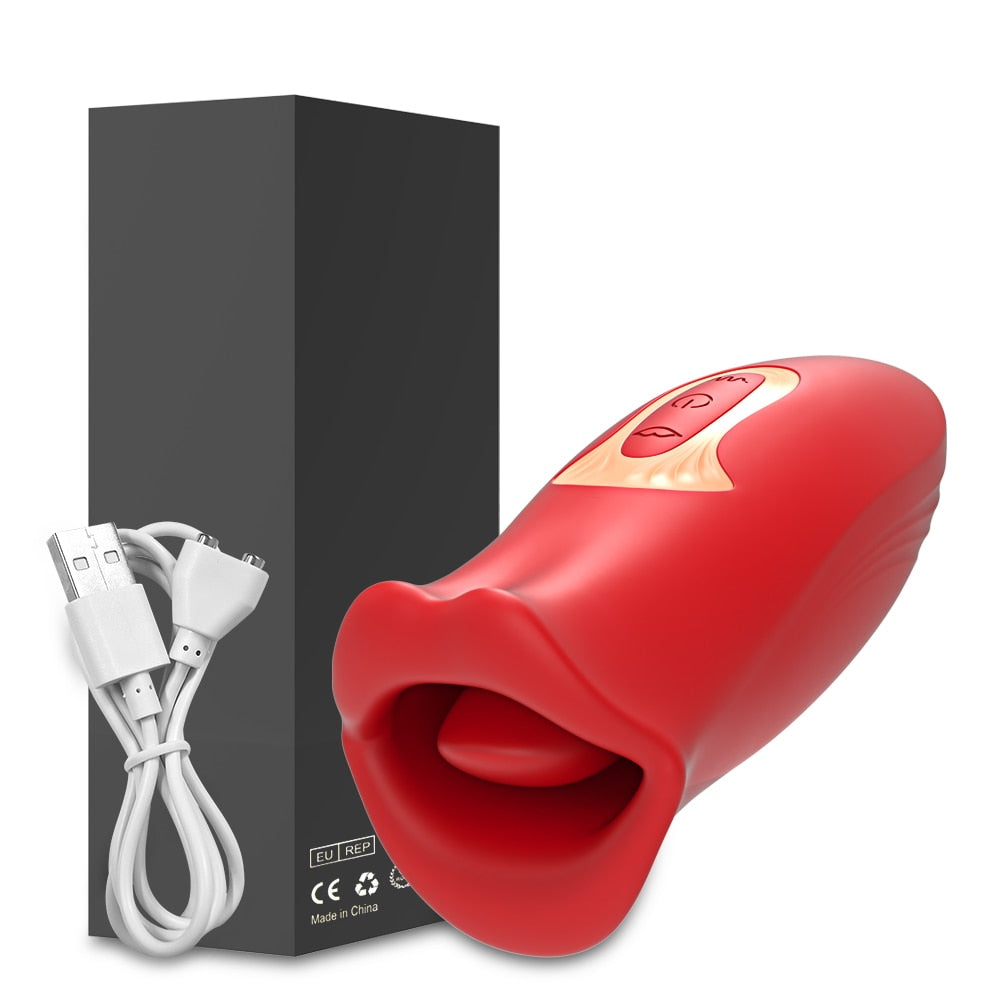 Datecapades Clit Nibbler Vibrator with Tongue and Vibrating Egg in Red.