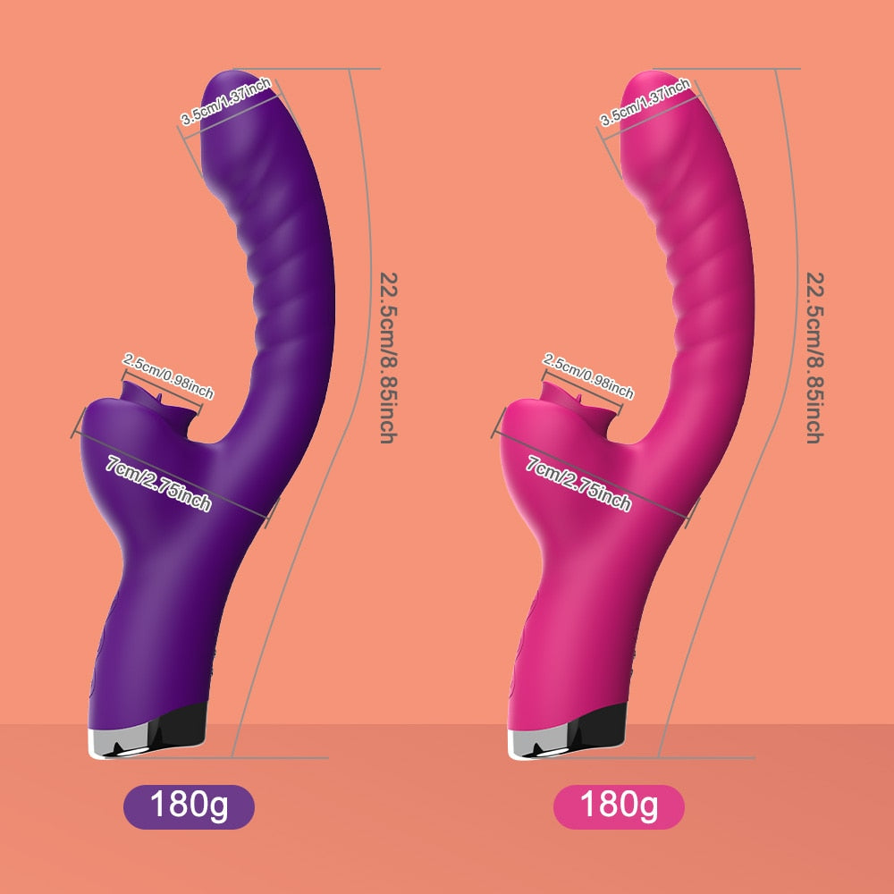 Datecapades 2 In 1 Vibrator with G-Spot and Clitoris Stimulator in Purple and Pink.