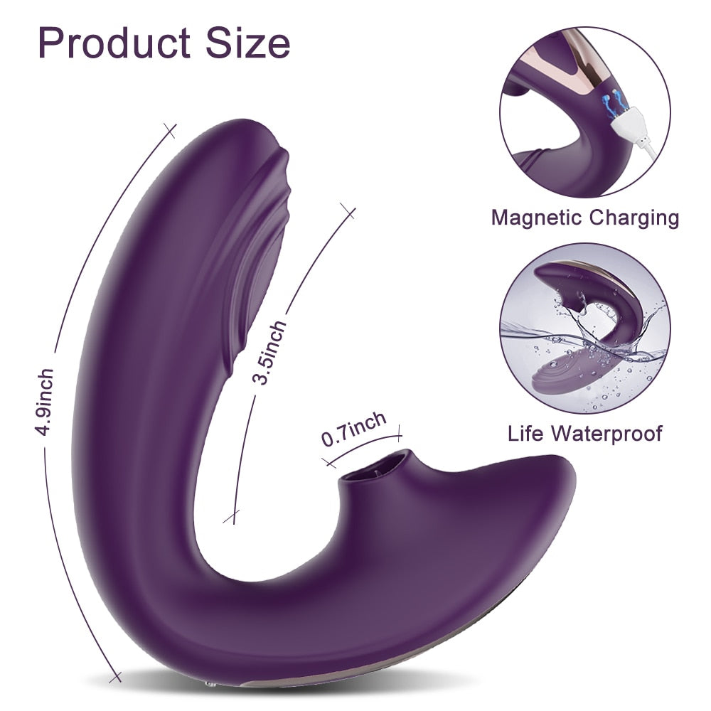 Datecapades "Got me in a Headlock" Powerful Bluetooth APP Vibrator with Tongue Licking Clitoris Stimulator is Waterproof with Magnetic Charging.