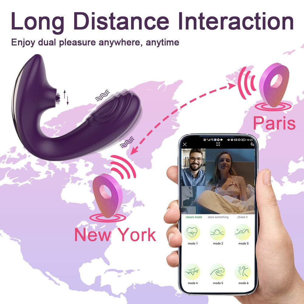 Datecapades "Got me in a Headlock" Powerful Bluetooth APP Vibrator with Tongue Licking Clitoris Stimulator is Good for Long Distance Interactions.