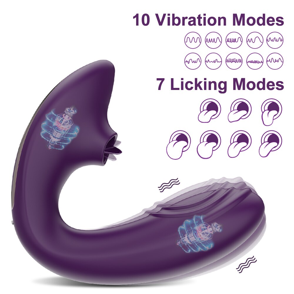 Datecapades "Got me in a Headlock" Powerful Bluetooth APP Vibrator with Tongue Licking Clitoris Stimulator has 10 Vibration Modes and 7 Licking Modes.