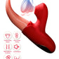 Datecapades 2 in 1 Realistic Rose Tongue with Clitoris Sucker in Red.