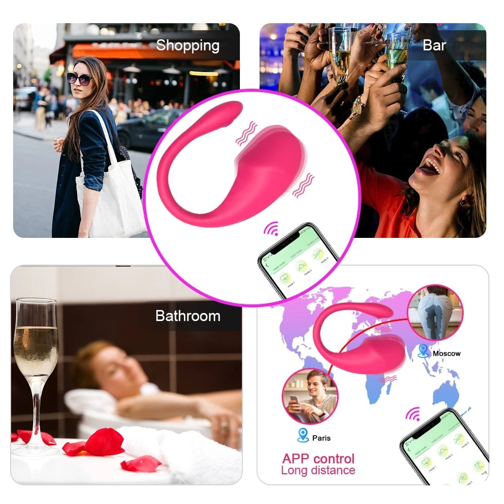 Datecapades "Distant Lover" Bluetooth Vibrating Egg in Pink with APP Remote Control.