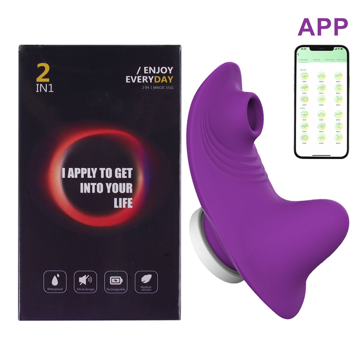 Datecapades "Watch Me Cum" Bluetooth Clitoris Sucking Vibrator with APP Remote Control in Purple. 