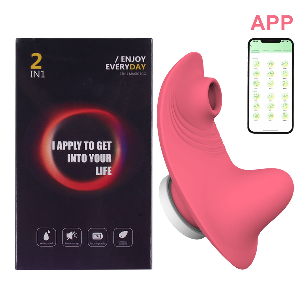 Datecapades "Watch Me Cum" Bluetooth Clitoris Sucking Vibrator with APP Remote Control in Pink.