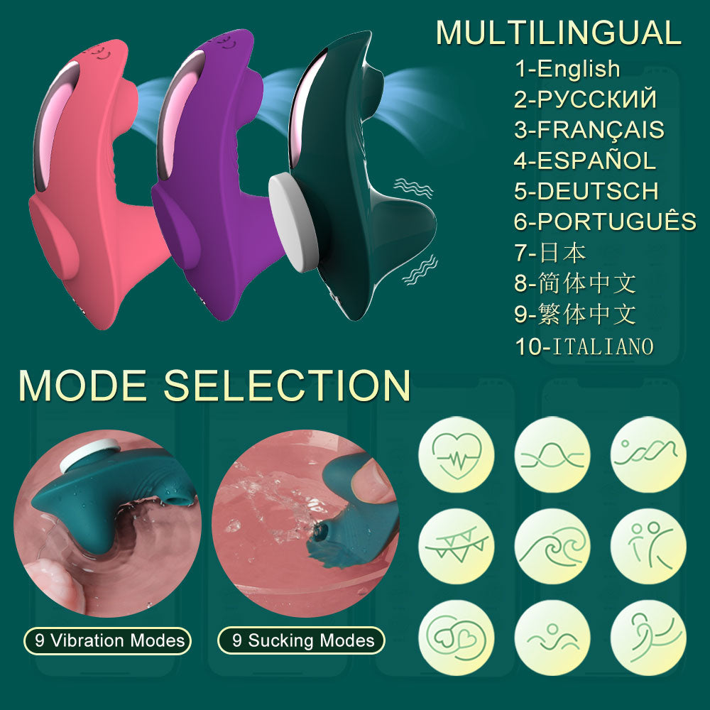  Datecapades "Watch Me Cum" Bluetooth Clitoris Sucking Vibrator with APP Remote Control has 9 Vibration Modes and 9 Sucking Modes.